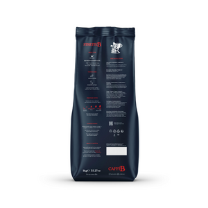 Caffe B coffee bag with brand logo and text on a white background