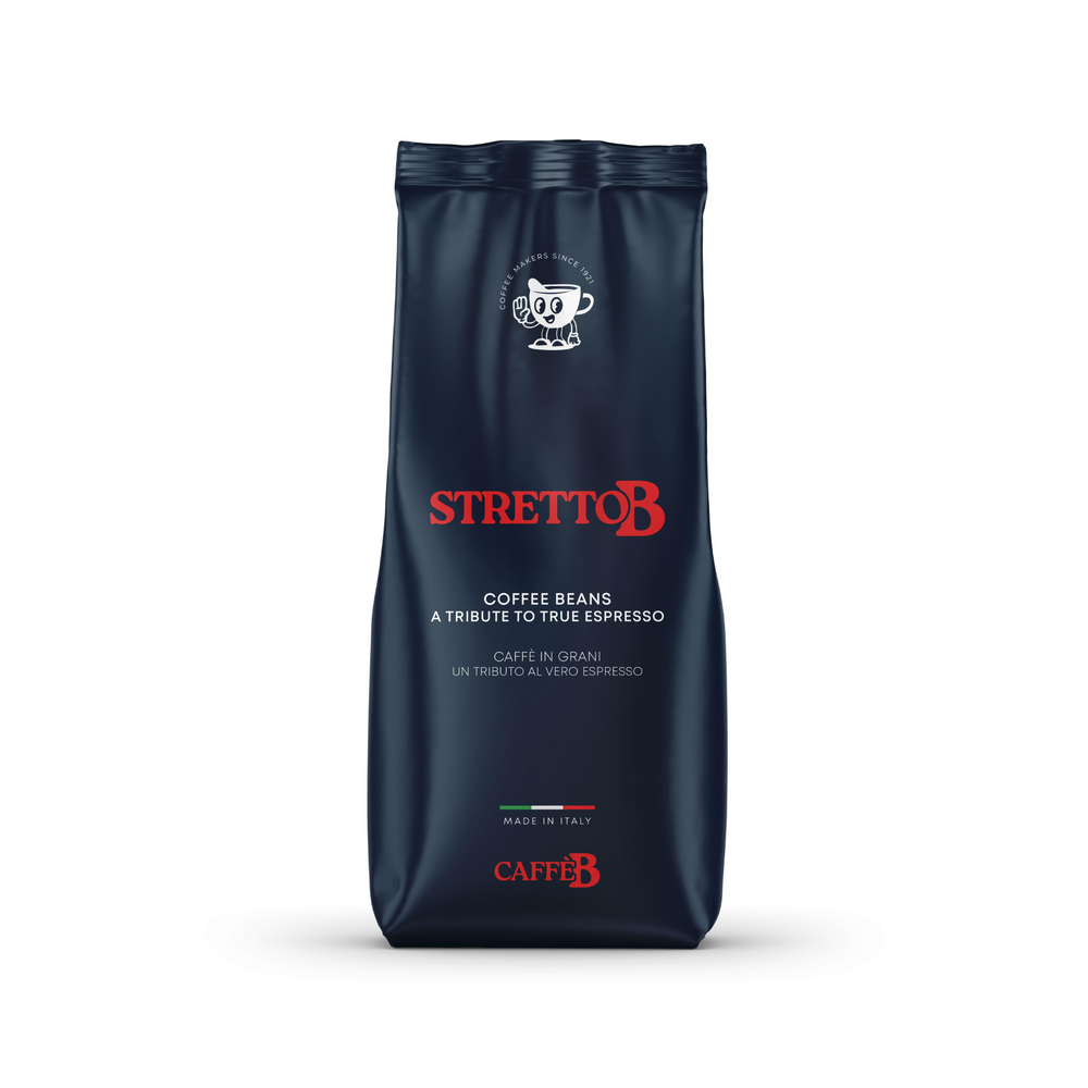 Stretto B coffee beans packaging on a white background