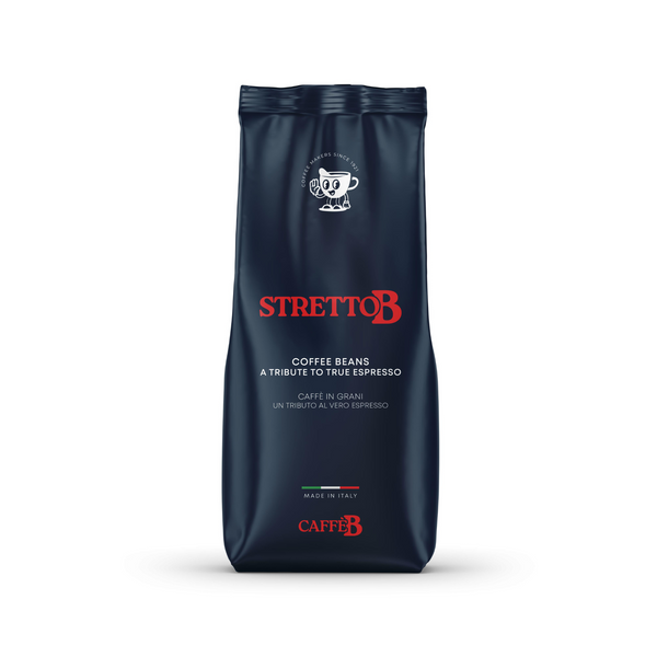 Stretto B coffee beans packaging on a white background