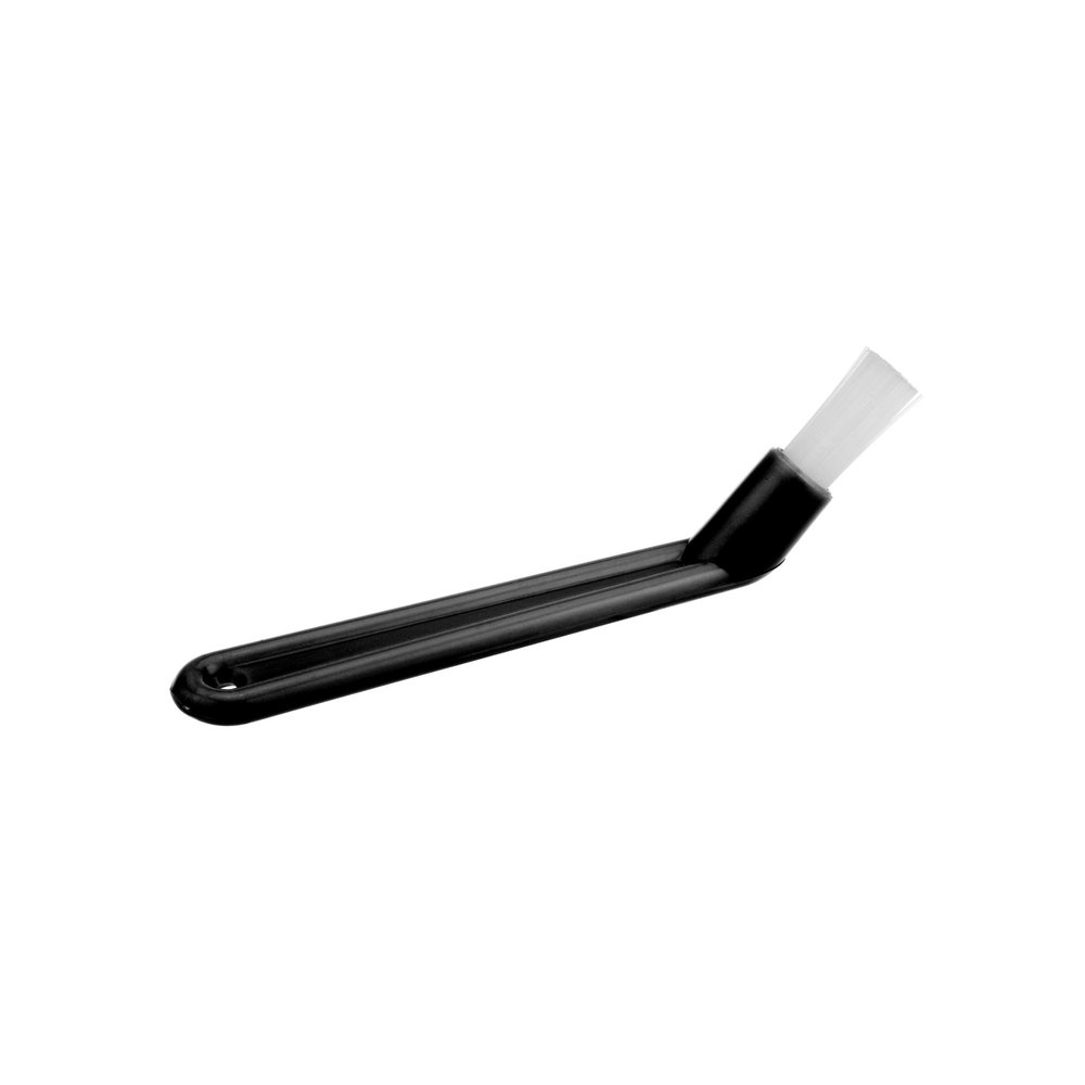 Black plastic tool with a white blade on a white background